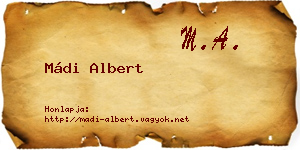 Mádi Albert névjegykártya